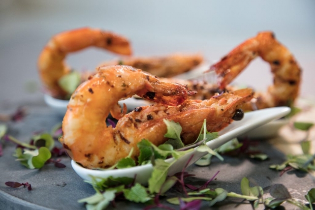 Char-grilled prawns